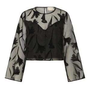 Soaked Women’s  Black Sheer Floral Women's Top Size Medium NWT